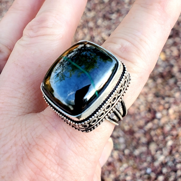 New Unique Chrysocolla 925 Silver Ring. - Picture 7 of 16